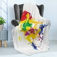 thumbnail image 4 of Modern Soft Flannel Fleece Blanket, Red Haired Fitness Girl Colorful Ink Splatter Effect Rainbow Colors Splashed Design, Cozy Plush for Indoor and Outdoor Use, 50" x 70", Multicolor, by Ambesonne, 4 of 5