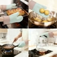 thumbnail image 2 of Unique Bargains 2pcs Soft Silicone and Cotton Heat-Resistant Oven Mitts Green 11.2" x 7.7", 2 of 7