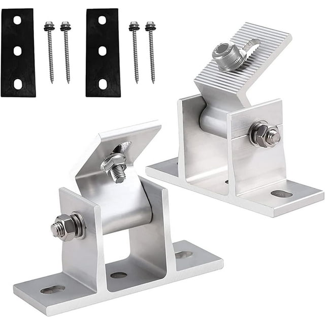 Support de Montage d'Inclinaison de Panneau Solaire Réglable Support de Montage de Toit de Panneau Solaire RV Supports de Panneau Solaire Pincent l'Angle d'Inclinaison 10°-60° Individuellement Support de Montage de Toit Plat pour Panneau Solaire