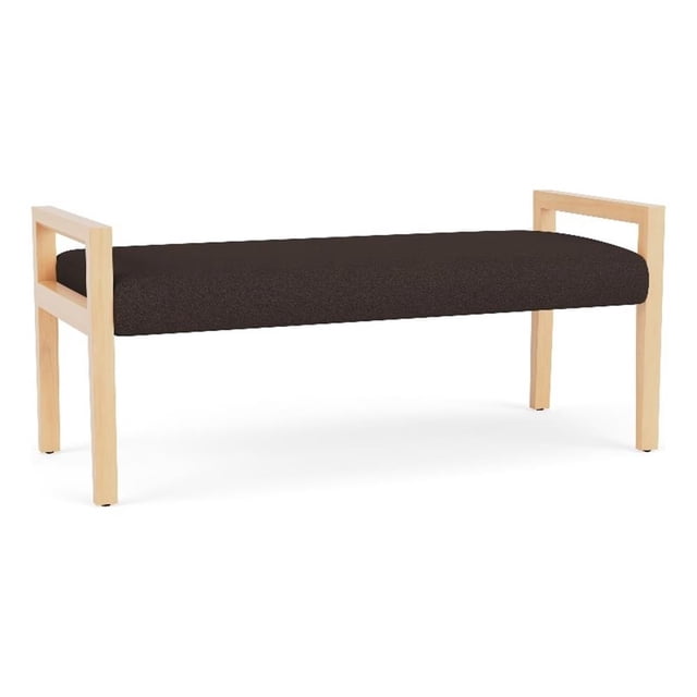 Pemberly Row Waiting Reception 2 Seat Bench Wood Frame in Brown