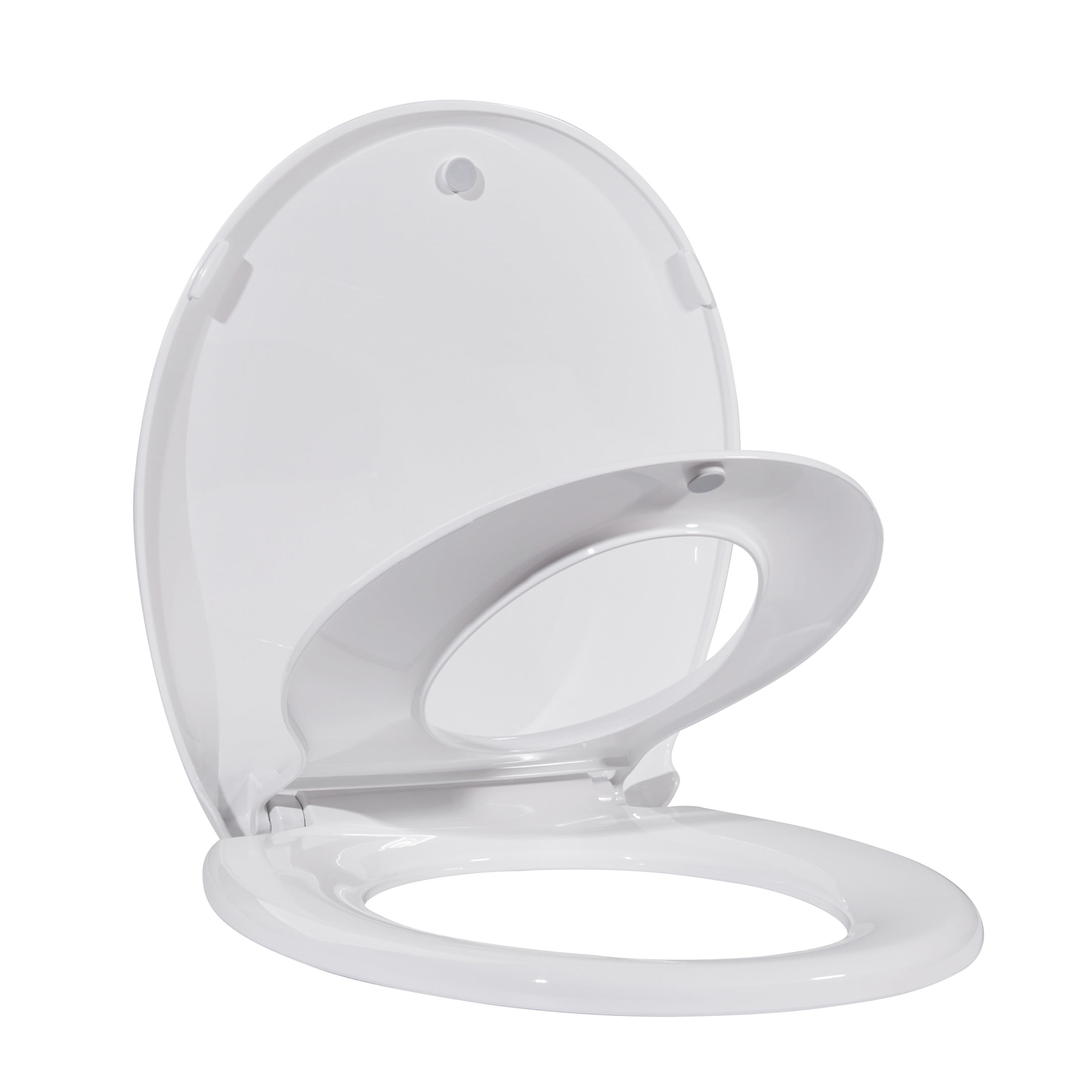 Round Toilet Seat with Toddler Seat Built In, Family Toilet Seat in Glossy White