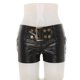 thumbnail image 5 of Pantalones calientes de cuero PU para mujer con cinturón de doble botonadura pantalones cortos de tiro bajo ropa de discoteca para fiesta de baile en barra Raves, 5 of 5