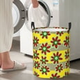 thumbnail image 3 of DouZhe Waterproof Collapsible Large Laundry Baskets, Cartoon Yellow Daisy Flowers Prints Circular Hamper with Handles, 3 of 6