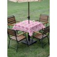 thumbnail image 3 of Outdoor Tablecloth with Umbrella Hole and Zipper, Pink Snowflakes Square Table Cloth 60x60 Inch Waterproof Tablecloth, Merry Christmas Checkered Winter Holiday Picnic Table Cover for Patio Camping, 3 of 7