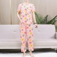thumbnail image 6 of HaoXianJian Womens Pajamas Soft Crew Neck Sleepwear Short Sleeve Top with Pant Lightweight Cute Print Pajama s Women's Loungewear 1X-4X, 6 of 8