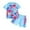 Blue, variant on REDARER Girls 2 Piece Rash Guard Set Floral Print, Short Sleeve Top & Shorts for Toddlers,5-6 Years