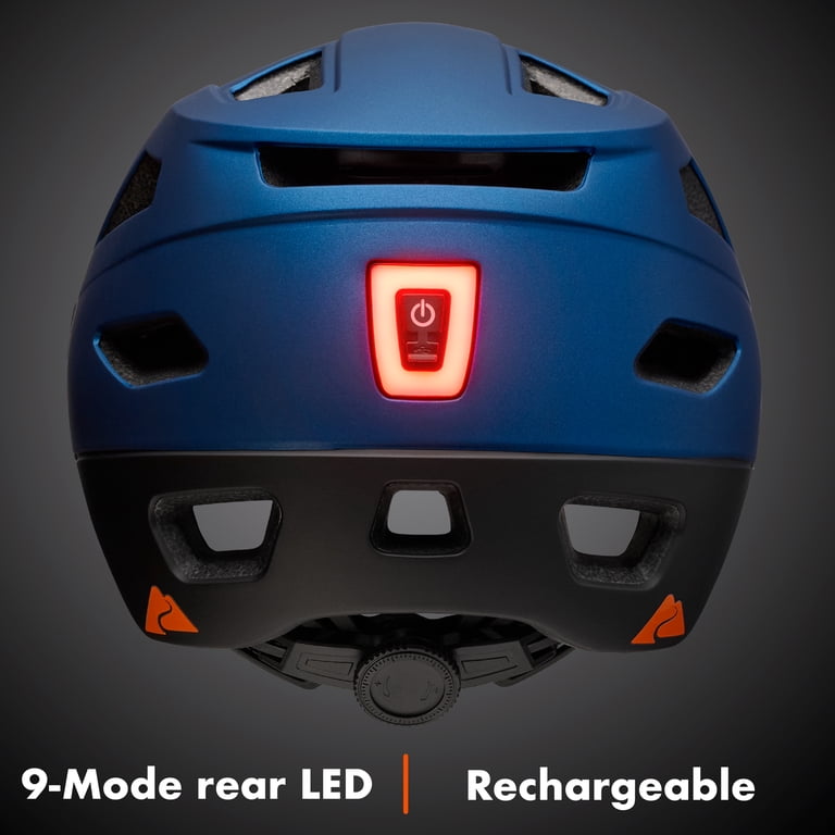 Ozark Trail Youth Bike Helmet with LED Light, Blue, Ages 8+ photo 2