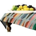 thumbnail image 4 of Mid Century Tablecloth, Modern Style Retro Drop Shapes in Tones Abstract Print Washable Table Cover for Decoration Kitchen Dining Room Party Decor, Rectangle60x84, 4 of 6
