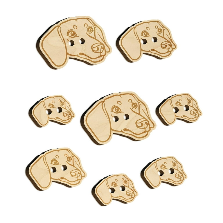 Dachshund Dog Head Wood Buttons for Crochet Knitting Sewing DIY Craft Various Sizes 8pcs