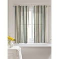 thumbnail image 3 of Boho Teal Stripes Curtains 45 Inch Length, Sheer Curtains for Bedroom Living Room Window Bohemian Vertical Striped Geometric Rod Pocket Drapes Kitchen Curtains Small Half Window 42"x45" 2 Panels, 3 of 6