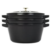 Staub 4 Piece Matte Black Stackable Cast Iron Cookware Set