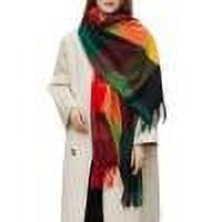 Bmisegm Winter Grid Kint Feel Shawls Wraps Ladies Light Scarf Warm Scarves Womens Long Shawl Wraps Large Scarves Knit Tassel Lattice Splicing Scarf Winter Scarf for Women N One Size