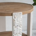 thumbnail image 5 of Hassch Round Side Table with Natural Brown Top and Distressed White Legs, 2-Tier Rustic Wooden Accent Table for Living Space and Home Decor, 20"Dia x 19.7"H, 5 of 6