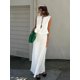 thumbnail image 3 of Conjunto de falda con cordones para mujer, traje elegante sin mangas, cuello redondo, volantes, cintura alta, línea A, verano, 2024, 3 of 5