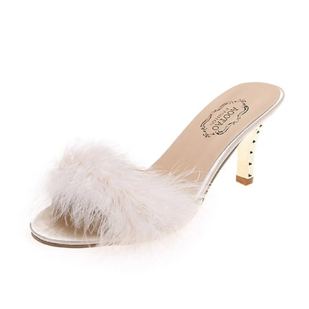 

KaLI_store Women Shoes Women s one band low block heel sandal Beige