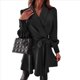 thumbnail image 2 of Vestido Camisero Informal de Larga con Cuello en V y Lazo para Mujer, Corte A, Minivestido Corto Negro S, 2 of 8