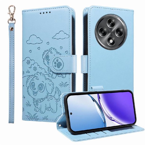 Funda Cartera GANGXUN con Diseño de Perrito en Relieve para Realme 12x 5G , Protección 360° con Ranuras y Correa Desmontable