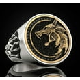 thumbnail image 3 of Mens Two Tone Alloy Ring with Gemstones Electroplated Finish Retro Ring Wolf Claw Ring Fashion Jewelry Ring Statement, 3 of 4