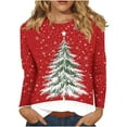 thumbnail image 2 of Tops for Women Christmas Printed Round Neck Long Sleeve Casual T-shirt Blouse,Women's Long Sleeve Tops Hot Pink XXXXL, 2 of 5