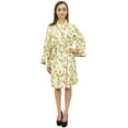 thumbnail image 4 of Bimba Women's Kimono Robe Cotton Poplin Floral Printed Short Nightwear Wrap-4, 4 of 6