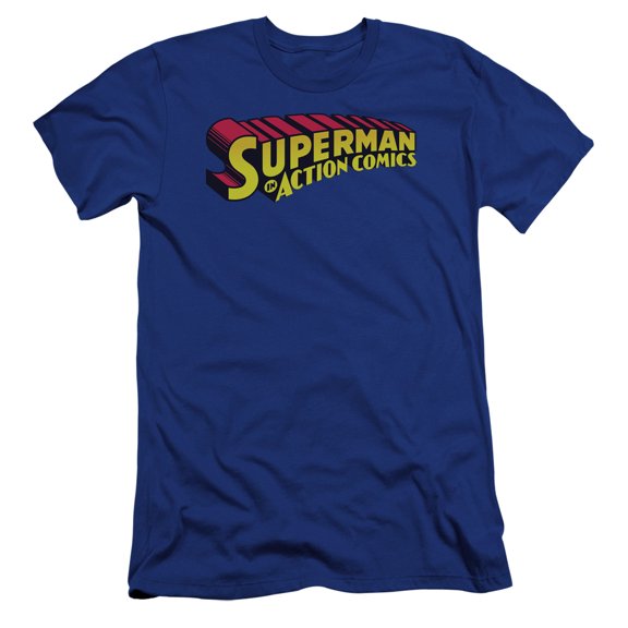 Superman Superman In Premium Adult Slim Fit 30/1 T-Shirt Royal Blue