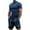 Blue, variant on Mens Cotton 2 Piece Outfits Casual Tracksuit Shorts Summer Sweatsuit Slim Fit Short Sleeve Sport Set Size 3XL Black