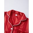 thumbnail image 5 of AIGUR Family Matching Satin Pajamas Set Stripe Long Sleeve Lapel Button Down Tops Pants Holiday Pajamas Sleepwear, 5 of 10