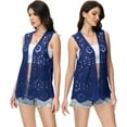 thumbnail image 4 of Women's Floral Crochet Lace Trim Open Front Cardigan, 4 of 6