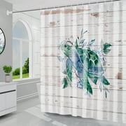 MONOJOY Green/White Polyester Shower Curtain, 72" x 72"
