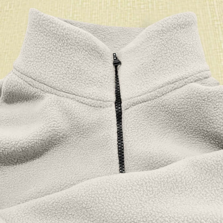 EchfiProm Men Sweatshirt Zip Mock Neck White Zipper Jacket Fleece