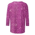 thumbnail image 4 of Fengactive 3/4 Length Sleeve Womens Tops Casual Sparkly Glitter Shirt Loose Crewneck Sequin Tops Fashion Summer Shirts, 4 of 5