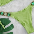 thumbnail image 5 of YTCAMLO 2 Piece Women's Rhinestone Swimsuits Trendy Halter String Bikini Sets High Cut Top High Waisted Bottoms Side Tie Bathing Suit, Mint Green M, 5 of 8