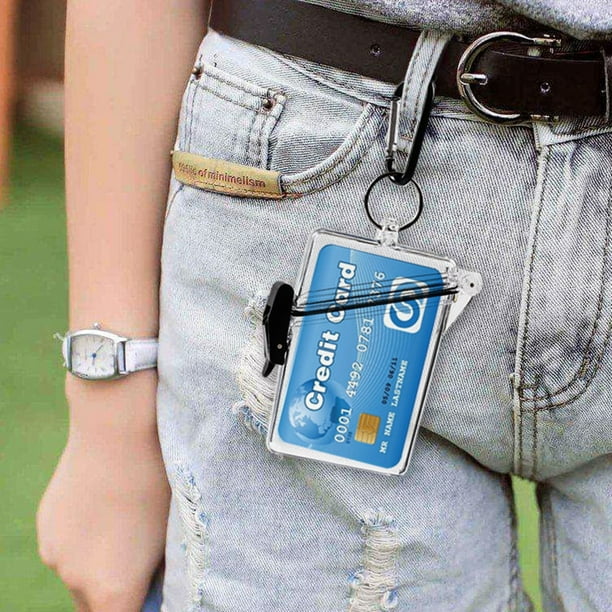 CKB LTD Pack of 100 Premium Crystal Clear Enclosed Rigid with Eject Slot Closed Face ID Badge Holders Horizontal Identity Plastic Pass Protector Holds 86x54mm cr80 Credit Card Sized Biodegradable