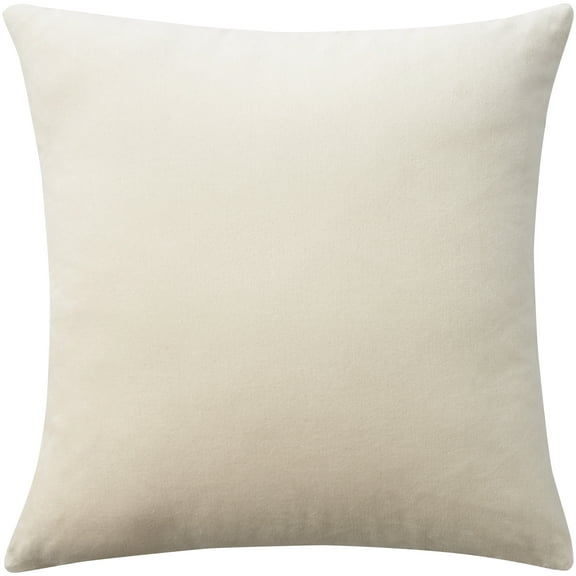 Mina Victory Sofia Solid Reversible Velvet 20" x 20" Beige Indoor Throw Pillow