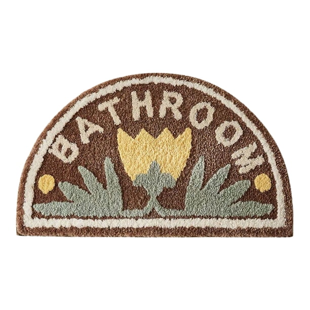 Alfombras de Ducha para Baño Engrosado Alfombra de Ducha Semicircular - Alfombra de Baño Antideslizante Absorbente de Agua para Puerta de Baño Lavabo Y Entrada de Baño - Asegurar Alfombras para Piso D