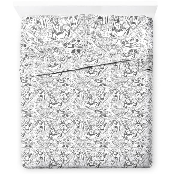 Jay Franco Marvel Deadpool Ensemble de Draps Taille Grand - Ensemble de Literie Super Doux 4 Pcs - Draps en Microfibre Incluant des Taies d'Oreiller Réversibles