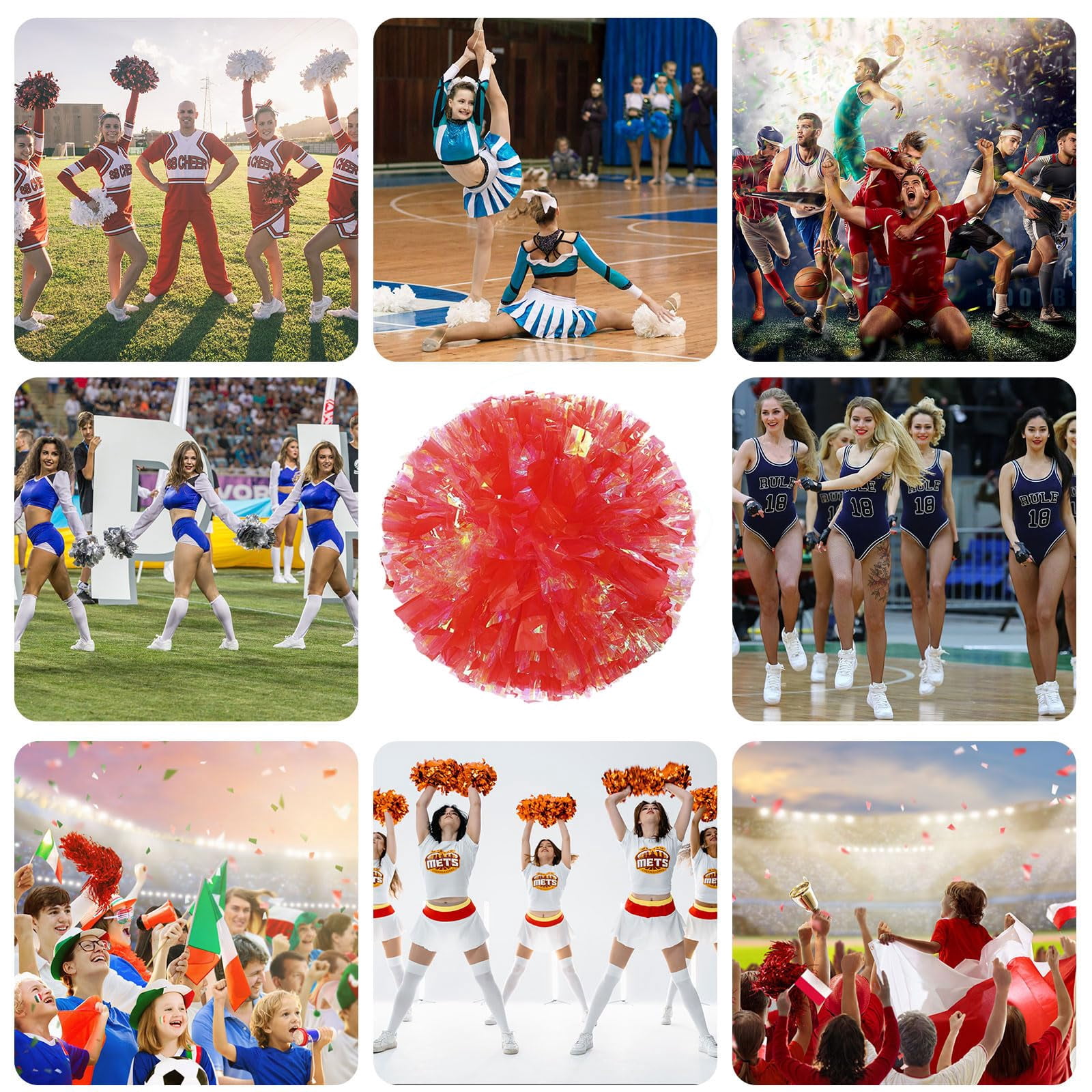 24 Pcs pom poms Cheer,pom poms Cheerleading with Finger Holes Cheer Pom Pomsfor Dance, Matches
