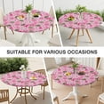 thumbnail image 7 of Pink Breast Cancer and Pioneer Flower Round Fitted Tablecloth with Elastic Edge,Dining Table Cover Waterproof,Outdoor Round Tablecloth for Camping,Dining,Indoor and Outdoor, 7 of 7