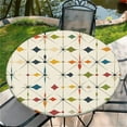 thumbnail image 1 of Housse de Table Ronde pour Tables Rondes 36 Pouces-70 Pouces, Nappe Ajustée avec Élastique pour Fête Intérieure Extérieure Vacances, 60 Pouces, Géométrie, 1 of 7