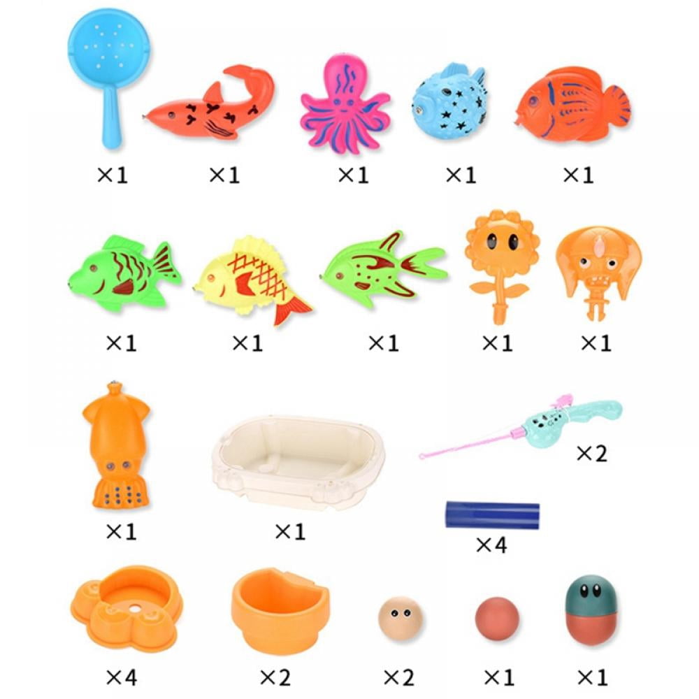 Kids Water Table Fishing for Toddlers 3+ Outdoor Playhouse Outdoor Toys 28PCS Water Toys（Note：Blue and Yellow Are Shipping Random）