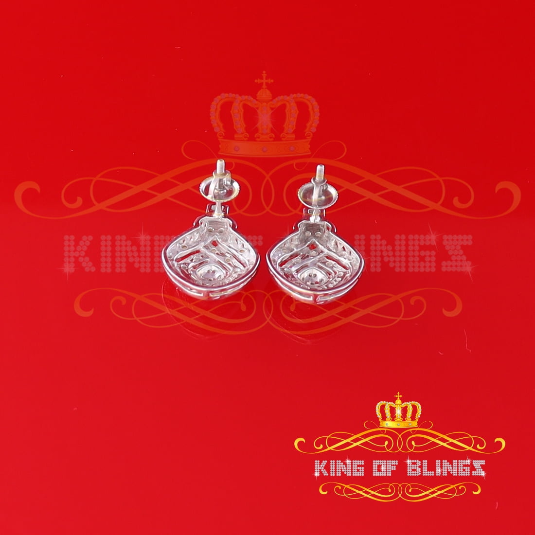 King of Bling's 925 Sterling Silver Hip Hop 0.33ct Diamond Small For Women's White Stud Earrings
