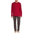 thumbnail image 3 of Hanes Men's and Big Men's Comfortsoft Long Sleeve Crew and Cotton Flannel Pajama Pants Set, 2-Piece, 3 of 6
