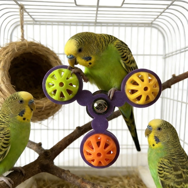 BotaniNest Parrot Rotating Bird Cage With Windmill In Colourful Interactive For Movement And Boredom For Owners (6 Styles)