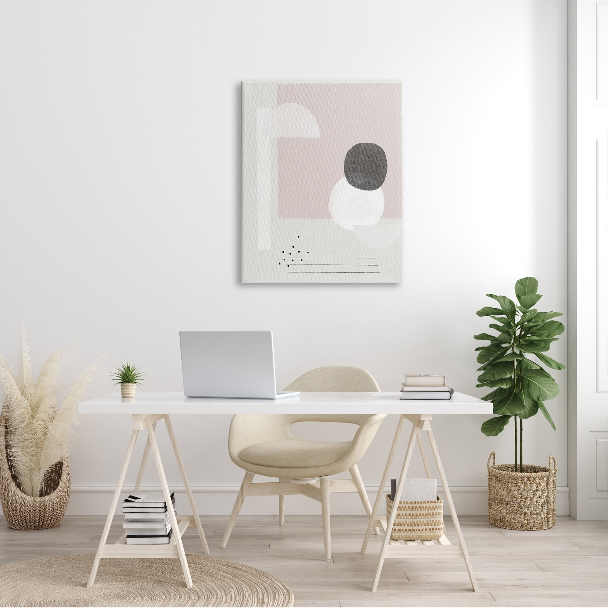 Stupell Industries Simple Abstract Boho Shapes Beige Pink Circles Canvas Wall Art, 30 x 40, Design by Leah Straatsma