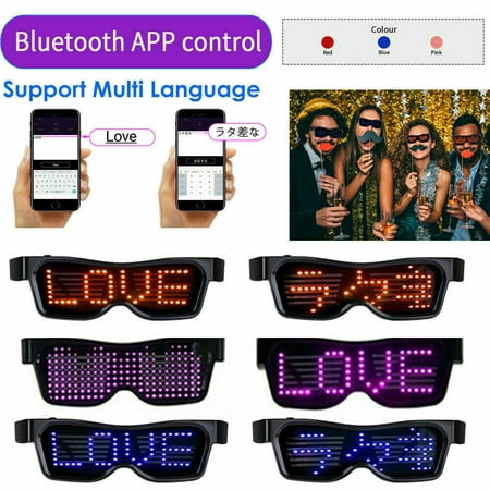 DIY Bluetooth LED Glasses Light Up Glowing EDM Flashing Party Nightclub Disco ，Raves, Festivals, Fun, Parties, Sports, Costumes, EDM, Flashing - Display Messages, Animation,
