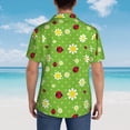 thumbnail image 4 of Vsdgher Daisies And Ladybugs Print Men's Hawaiian Shirts Button Down Tropical Holiday Beach Shirts Vacation Clothes,XX-Large, 4 of 7