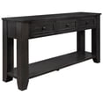 thumbnail image 4 of EUROCO Modern Sofa Console Table, Storage Foyer Table Cabinet with Bottom Open Shelf，3 Drawers, pine wood, and 4 solid legs for Living Room Entryway,Black, 4 of 7