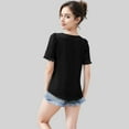 thumbnail image 5 of Women's Square Neck Top with Puff Short Sleeves and Ruffled Cuffs - Large, Black, 5 of 6