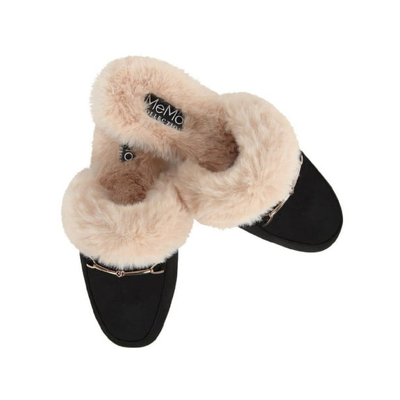 MeMoi Women's The Brixton Mule Faux-Fur Lined Loafer Slippers - Womens - Female (Large, Black)