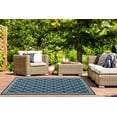 thumbnail image 4 of SAFAVIEH Courtyard Alina Geometric Quatrefoil Indoor/Outdoor Area Rug, Navy/Beige, 4' x 5'7", 4 of 10